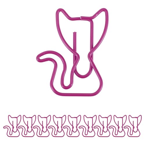 CAPASTEC 10 Stk. Büroklammer, kleine niedliche katzenförmige Büroklammer, Lesezeichen zum Sortieren und Organisieren von Dokumenten im Bürobedarf, Pink von CAPASTEC