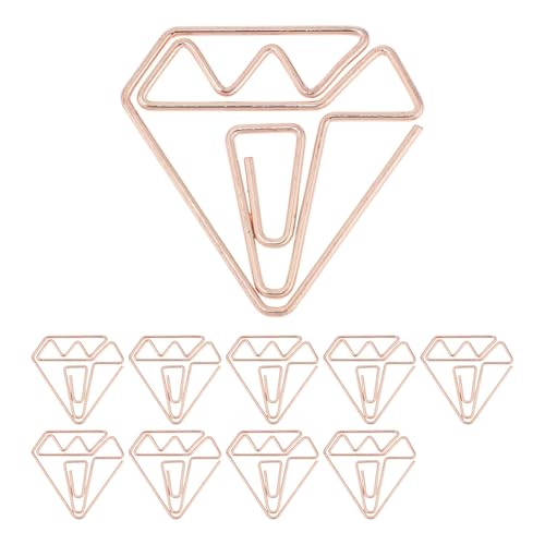 CAPASTEC 10 Stück Büroklammer, kleine Diamantform Büroklammer, Lesezeichen für Dokumenten- und Notizsortierung Bürobedarf, Roségold-Ton von CAPASTEC