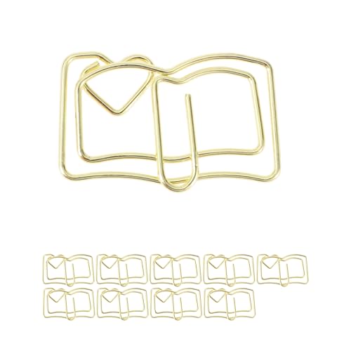 CAPASTEC 10 Stück Büroklammer, kleine niedliche Buchform Büroklammer, Lesezeichen für die Sortierung und Organisation von Dokumenten, Büromaterial in Goldton CAPASTEC 10 Stück Büroklammer, kleine niedliche Buchform Büroklammer, Lesezeichen für die Sortierung und Organisation von Dokumenten, Büromaterial in Goldton von CAPASTEC