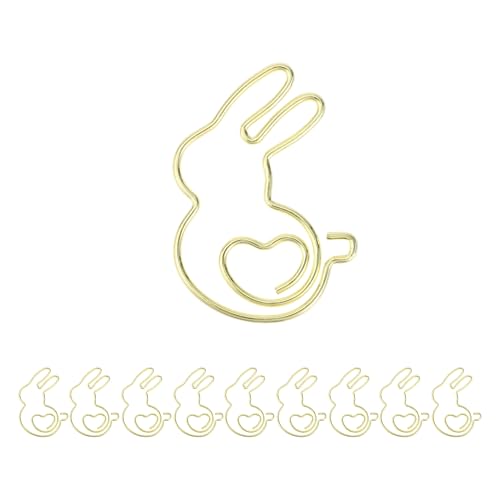 CAPASTEC 10 Stück Büroklammer, kleine niedliche Hasenform Büroklammer, Lesezeichen für die Sortierung von Dokumentennotizen Bürobedarf, Goldton von CAPASTEC