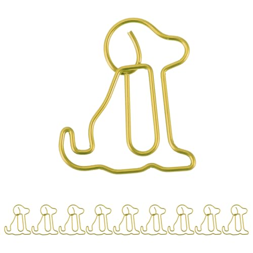 CAPASTEC 10 Stück Büroklammer, kleine niedliche Hund Form Büroklammer, Lesezeichen für Dokumenten- und Notizsortierung Bürobedarf, Goldton von CAPASTEC