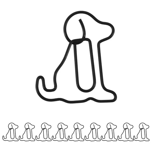 CAPASTEC 10 Stück Büroklammer, kleine niedliche Hund Form Büroklammer, Lesezeichen für Dokumenten- und Notizsortierung Bürobedarf, Schwarz von CAPASTEC