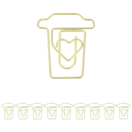 CAPASTEC 10 Stück Büroklammer, kleine niedliche Kaffeetassenform Büroklammer, Lesezeichen für die Sortierung und Organisation von Dokumenten, Büromaterial in Goldton CAPASTEC 10 Stück Büroklammer, kleine niedliche Kaffeetassenform Büroklammer, Lesezeichen für die Sortierung und Organisation von Dokumenten, Büromaterial in Goldton von CAPASTEC