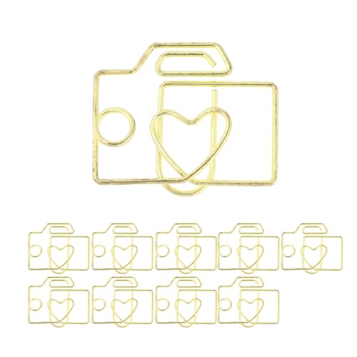 CAPASTEC 10 Stück Büroklammer, kleine niedliche Kameraform Büroklammer, Lesezeichen für die Sortierung von Dokumentennotizen Bürobedarf, Goldton CAPASTEC 10 Stück Büroklammer, kleine niedliche Kameraform Büroklammer, Lesezeichen für die Sortierung von Dokumentennotizen Bürobedarf, Goldton von CAPASTEC