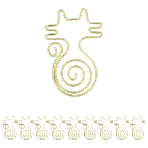 CAPASTEC 10 Stück Büroklammer, kleine niedliche Katzenform Büroklammer, Lesezeichen für Dokumentennotizsortierung und -organisation Büromaterial, Goldton von CAPASTEC