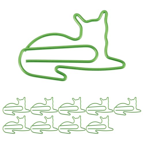 CAPASTEC 10 Stück Büroklammer, kleine niedliche Katzenform Büroklammer, Lesezeichen für Dokumentennotizsortierung und -organisation Büromaterial, Grün von CAPASTEC