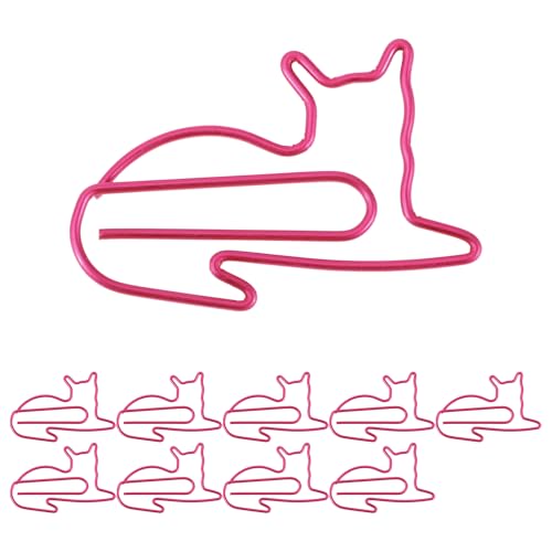 CAPASTEC 10 Stück Büroklammer, kleine niedliche Katzenform Büroklammer, Lesezeichen für Dokumentennotizsortierung und -organisation Büromaterial, Rosarot von CAPASTEC
