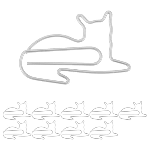 CAPASTEC 10 Stück Büroklammer, kleine niedliche Katzenform Büroklammer, Lesezeichen für Dokumentennotizsortierung und -organisation Büromaterial, Silberton von CAPASTEC