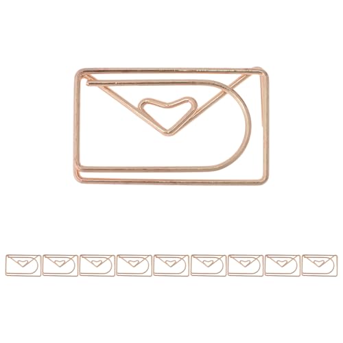 CAPASTEC 10 Stück Büroklammer, kleine niedliche Umschlagform Büroklammer, Lesezeichen für Dokumentennotizsortierung Organisieren von Büromaterial, Roségoldton von CAPASTEC