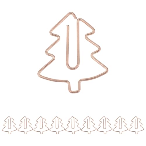 CAPASTEC 10 Stück Büroklammer, kleine niedliche Weihnachtsbaum-förmige Büroklammer, Lesezeichen für Dokumenten- und Notizsortierung Bürobedarf, Roségold-Ton von CAPASTEC