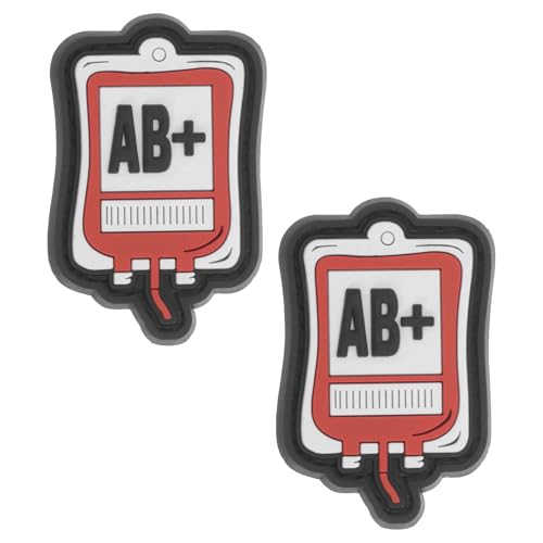CAPASTEC 2 Stück Stickpatches, Bloods Typ AB Besticktes Abzeichen, Klettband Für Mützen Taschen Westen Jacken Rucksäcke Uniformen, Rot Weiß von CAPASTEC