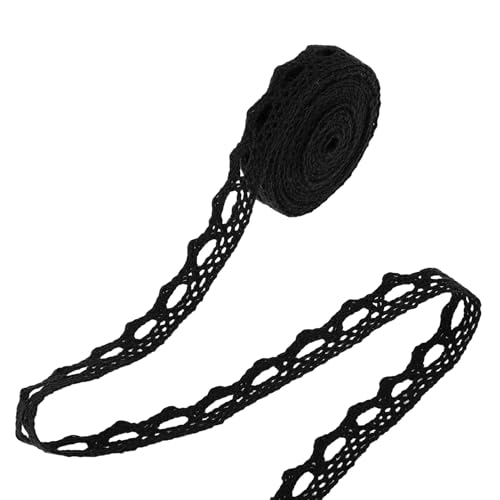 CAPASTEC 2 Yards x 0.39 Inch Spitze Rand Spitzenband Rüschenbaumwollspitze Für Weihnachten Nähen Hochzeit Brautkleid Kostüm Basteln Schwarz von CAPASTEC