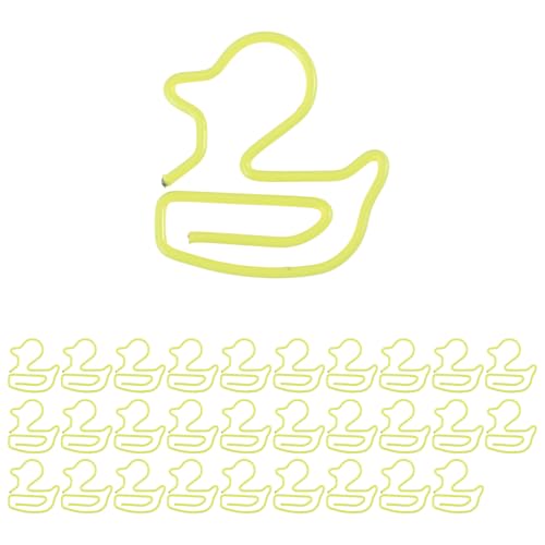 CAPASTEC 30 Stück Büroklammer, kleine niedliche Entenform Büroklammer, Lesezeichen für Dokumentennotizsortierung und -organisation Büromaterial, Gelb von CAPASTEC