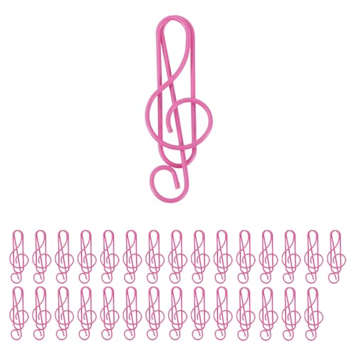 CAPASTEC 30 Stück Büroklammern, kleine niedliche Notenform Büroklammern, Lesezeichen für die Sortierung und Organisation von Dokumenten im Bürobedarf, tiefes Pink von CAPASTEC