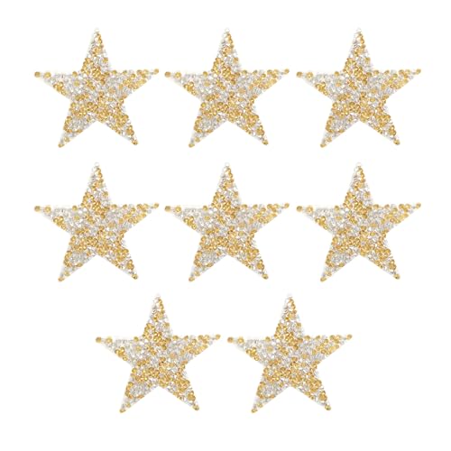 CAPASTEC 8Pcs Sternförmige Aufbügelpatches Sternpatches zum Aufnähen Strasspatches Glitzerpatches für Hut Kleidung Hosen Dekoration Reparatur, Goldton Silberton CAPASTEC 8Pcs Sternförmige Aufbügelpatches Sternpatches zum Aufnähen Strasspatches Glitzerpatches für Hut Kleidung Hosen Dekoration Reparatur, Goldton Silberton von CAPASTEC