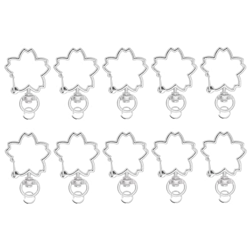 CAPASTEC Blumen Schlüsselanhänger, 10 Stk Blumen Karabinerhaken Schlüsselanhänger, Karabinerhaken Mit Schraubverschluss, Für Handgemachte Accessoires Von Handtaschen Schulter, Silberfarben von CAPASTEC