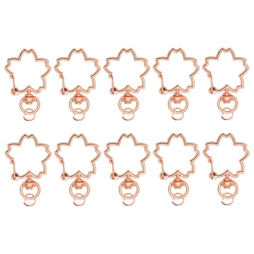 CAPASTEC Blumen Schlüsselanhänger, 10 Stück Blumen Karabinerhaken Schlüsselanhänger, Mit Schraubverschluss, Für Handgemachte Accessoires Von Handtaschen Schulter, Roségoldton von CAPASTEC