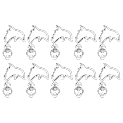CAPASTEC Dolphin Schlüsselanhänger, 10 Stück Dolphin Karabinerhaken Schlüsselanhänger, Mit Schraubverschluss, Für Handgefertigte Accessoires Von Handtaschen Schulter, Silberfarben von CAPASTEC