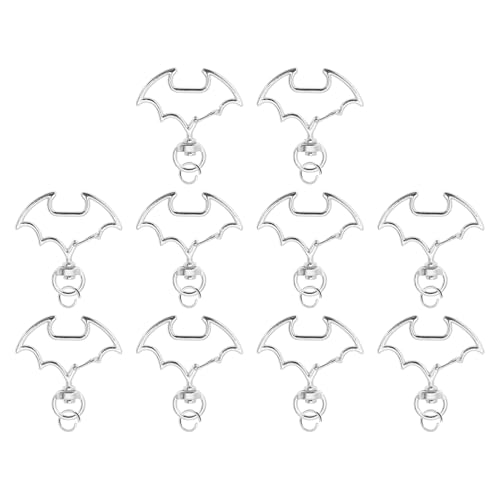 CAPASTEC Fledermaus Schlüsselanhänger 10 Stück Fledermaus Karabinerhaken Schlüsselanhänger Mit Schraubverschluss Für Handgefertigte Accessoires Von Handtaschen Schulter Silberfarbe CAPASTEC Fledermaus Schlüsselanhänger 10 Stück Fledermaus Karabinerhaken Schlüsselanhänger Mit Schraubverschluss Für Handgefertigte Accessoires Von Handtaschen Schulter Silberfarbe von CAPASTEC