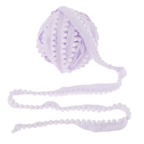 CAPASTEC Fransenbesatz Mini Quasten Bänder Besatz Für Basteln DIY Nähen Zubehör Pomponfransen Spitze Zuhause Party Dekorationszubehör Helllila 1 Stück von CAPASTEC