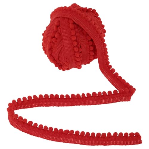 CAPASTEC Fransenbesatz Mini Quasten Bandbesatz Für Basteln DIY Nähen Zubehör Pomponfransen Spitze Zuhause Party Deko Zubehör Leuchtendes Rot 1 Stück von CAPASTEC