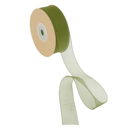 CAPASTEC Geschenkband, 22,86m x 2,5cm Nylonband, Geschenkbänder, Breites Hochzeitsdekoband, Grasgrün von CAPASTEC
