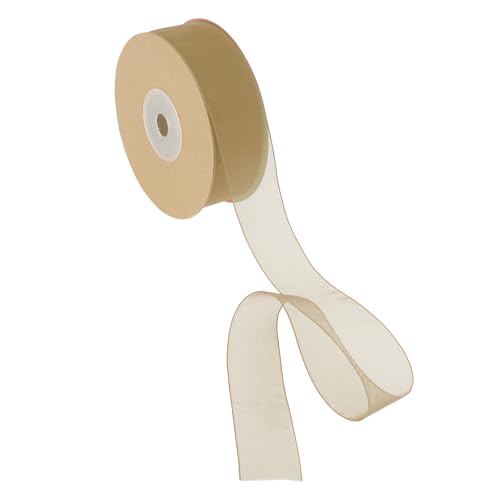 CAPASTEC Geschenkband, 22,86m x 2,5cm Nylonband, Geschenkbänder, Breites Hochzeitsdekoband, Khaki von CAPASTEC