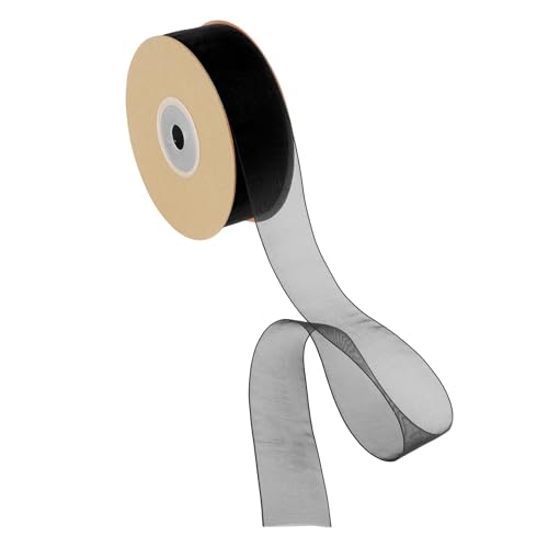 CAPASTEC Geschenkband, 22,86m x 2,5cm Nylonband, Geschenkbänder, Breites Hochzeitsdekoband, Schwarz von CAPASTEC