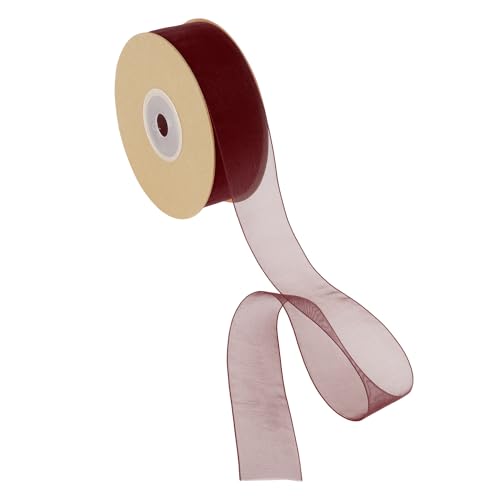 CAPASTEC Geschenkband, 22,86m x 2,5cm Nylonband, Geschenkbänder, Breites Hochzeitsdekoband, Weinrot von CAPASTEC