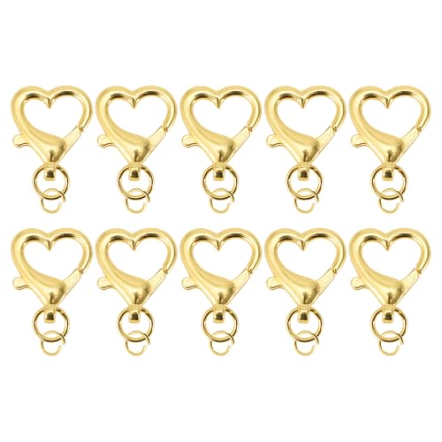CAPASTEC Herz Schlüsselanhänger, 10 Stück Herz Karabinerhaken Schlüsselanhänger, Karabinerhaken Mit Schraubverschluss, Für Handgefertigte Accessoires Von Handtaschen Schulter, Goldton CAPASTEC Herz Schlüsselanhänger, 10 Stück Herz Karabinerhaken Schlüsselanhänger, Karabinerhaken Mit Schraubverschluss, Für Handgefertigte Accessoires Von Handtaschen Schulter, Goldton von CAPASTEC