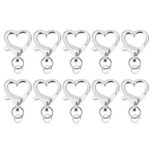 CAPASTEC Herz Schlüsselanhänger 10 Stück Herz Karabinerhaken Schlüsselanhänger Karabinerhaken Mit Schraubverschluss Für Handgemachte Accessoires Von Handtaschen Schulter Silberfarbe CAPASTEC Herz Schlüsselanhänger 10 Stück Herz Karabinerhaken Schlüsselanhänger Karabinerhaken Mit Schraubverschluss Für Handgemachte Accessoires Von Handtaschen Schulter Silberfarbe von CAPASTEC