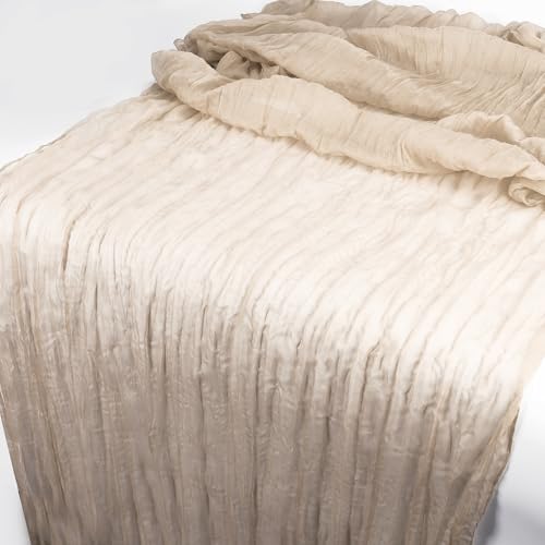 CAPASTEC Käsetuch Tischläufer für Hochzeit, 300 cm L x 90 cm B,Tischdecke für Wohnzimmer, Esszimmer, Balkon, Garten Beige. von CAPASTEC