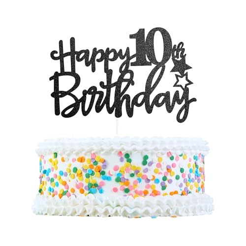 CAPASTEC Kuchendekoration, Kuchenaufsatz, Kuchenaufsatzdekoration, Kuchendekorationszubehör zur Feier des 10. Geburtstags, Schwarz von CAPASTEC