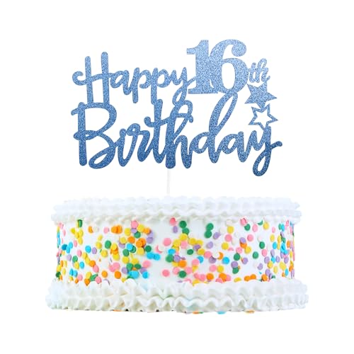 CAPASTEC Kuchendekoration, Kuchenaufsatz, Kuchenaufsatzdekoration, Kuchendekorationszubehör zur Feier des 16. Geburtstags, Blau von CAPASTEC