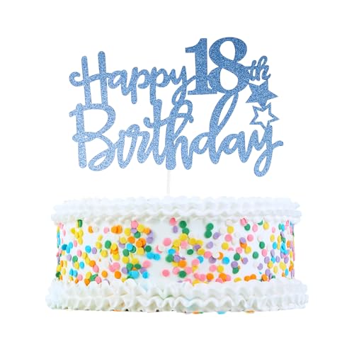 CAPASTEC Kuchendekoration, Kuchenaufsatz, Kuchenaufsatzdekoration, Kuchendekorationszubehör zur Feier des 18. Geburtstags, Blau von CAPASTEC