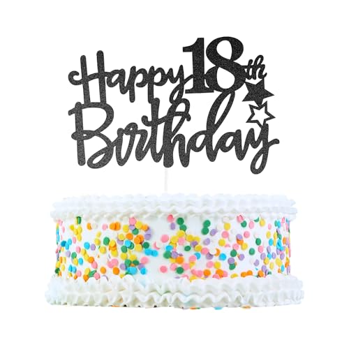 CAPASTEC Kuchendekoration, Kuchenaufsatz, Kuchenaufsatzdekoration, Kuchendekorationszubehör zur Feier des 18. Geburtstags, Schwarz von CAPASTEC