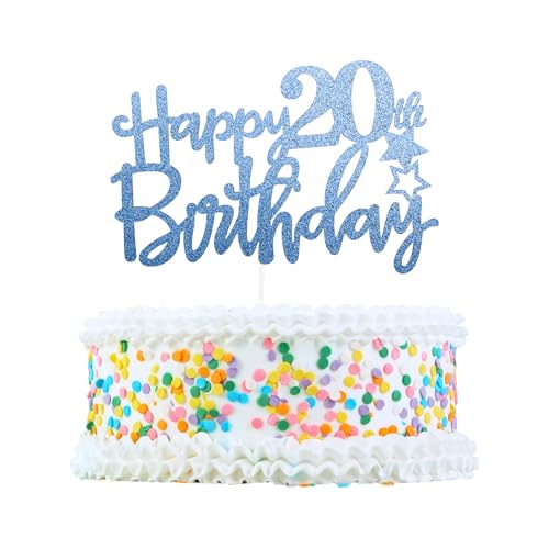 CAPASTEC Kuchendekoration, Kuchenaufsatz, Kuchenaufsatzdekoration, Kuchendekorationszubehör zur Feier des 20. Geburtstags, Blau von CAPASTEC