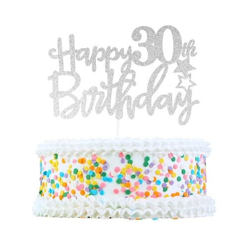 CAPASTEC Kuchendekoration, Kuchenaufsatz, Kuchenaufsatzdekoration, Kuchendekorationszubehör zur Feier des 30. Geburtstags, Silberton von CAPASTEC
