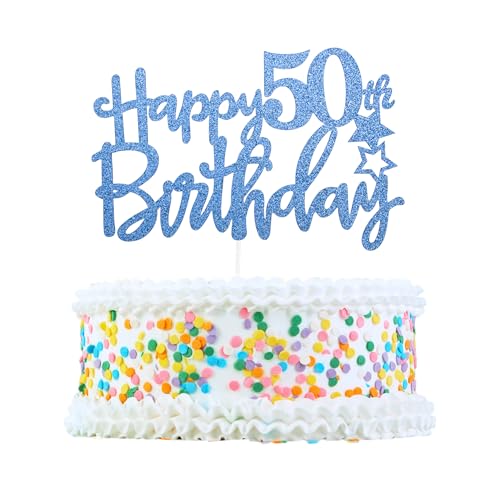 CAPASTEC Kuchendekoration, Kuchenaufsatz, Kuchenaufsatzdekoration, Kuchendekorationszubehör zur Feier des 50. Geburtstags, Blau von CAPASTEC