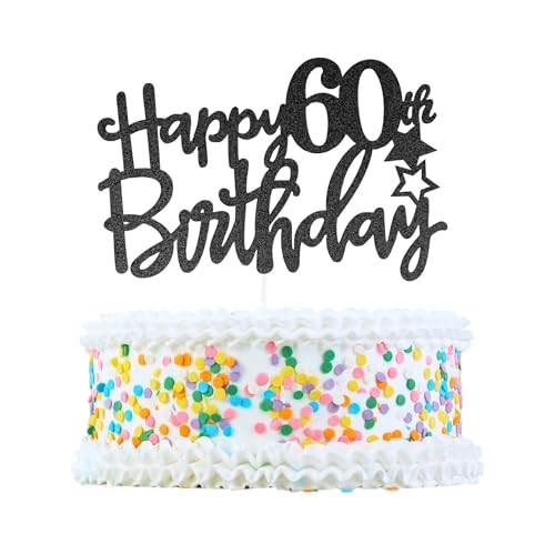 CAPASTEC Kuchendekoration, Kuchenaufsatz, Kuchenaufsatzdekoration, Kuchendekorationszubehör zur Feier des 60. Geburtstags, Schwarz von CAPASTEC