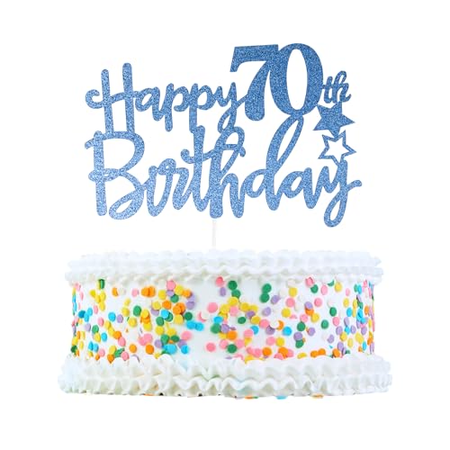 CAPASTEC Kuchendekoration, Kuchenaufsatz, Kuchenaufsatzdekoration, Kuchendekorationszubehör zur Feier des 70. Geburtstags, Blau von CAPASTEC