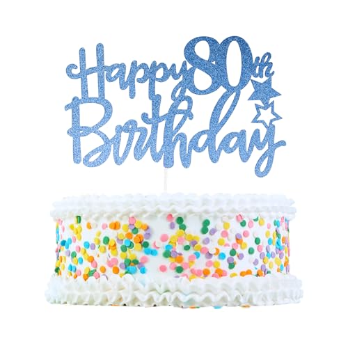 CAPASTEC Kuchendekoration, Kuchenaufsatz, Kuchenaufsatzdekoration, Kuchendekorationszubehör zur Feier des 80. Geburtstags, Blau von CAPASTEC