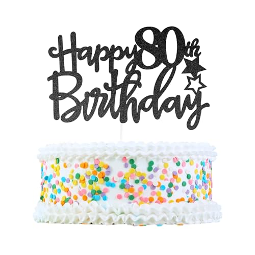 CAPASTEC Kuchendekoration, Kuchenaufsatz, Kuchenaufsatzdekoration, Kuchendekorationszubehör zur Feier des 80. Geburtstags, Schwarz von CAPASTEC