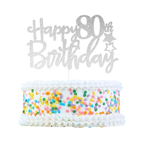 CAPASTEC Kuchendekoration, Kuchenaufsatz, Kuchenaufsatzdekoration, Kuchendekorationszubehör zur Feier des 80. Geburtstags, Silberton von CAPASTEC