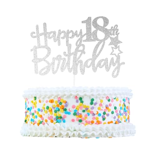 CAPASTEC Kuchendekoration, Tortenaufsatz, Tortenaufsatzdekoration, Kuchendekorationszubehör zur Feier des 18. Geburtstags, Silberton von CAPASTEC