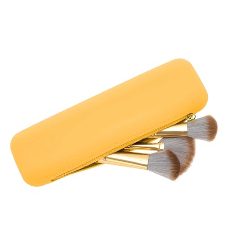 CAPASTEC Reise-Make-up-Pinselhalter, Anti-Fall-Silikon-Gesichtspinselhalter, Make-up-Werkzeug-Organisator für unterwegs, 20x6.5x3cm, Gelb von CAPASTEC