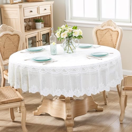 CAPASTEC Spitzen-Tischdecke, Polyester Runde Tischdecken, Blumendesign Tischdecke für Hochzeiten Geburtstagsfeiern Jubiläen, 180cm Durchmesser, Beige CAPASTEC Spitzen-Tischdecke, Polyester Runde Tischdecken, Blumendesign Tischdecke für Hochzeiten Geburtstagsfeiern Jubiläen, 180cm Durchmesser, Beige von CAPASTEC