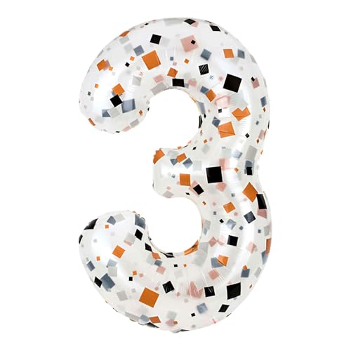 CAPASTEC Zahlenballons, Fragmentierter Druck Transparenter Zahlenballon-Zahl 3, 40 Zoll Folien Zahlenballons, Deko Für Party, Bunt, 1 Stück CAPASTEC Zahlenballons, Fragmentierter Druck Transparenter Zahlenballon-Zahl 3, 40 Zoll Folien Zahlenballons, Deko Für Party, Bunt, 1 Stück von CAPASTEC
