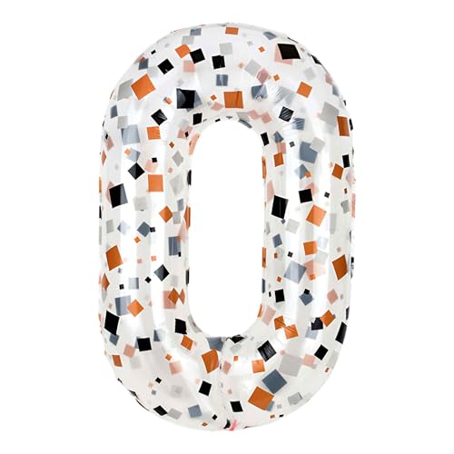 CAPASTEC Zahlenballons Fragmentierter Druck Transparenter Zahlenballon Zahl 0 40 Zoll Folien Zahlenballons Deko Für Party Bunt 1 Stk von CAPASTEC