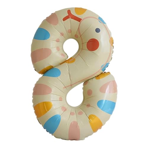 CAPASTEC Zahlenballons Tierprint Zahlenballon Nummer 8 40 Zoll Folien Zahlenballons Deko Für Party Bunt 1 Stk von CAPASTEC